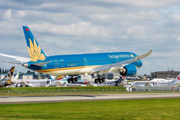 Logo Bông sen vàng được sơn trên thân máy bay của hãng