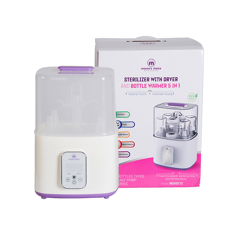 Máy Tiệt Trùng Bình Sữa Mama’s Choice 5in1 Tích Hợp Chức Năng Sấy Khô Phụ Kiện và Hâm Sữa Cho Bé, BH Chính Hãng 12 Tháng
